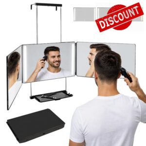 3 Way Mirror with Lights and Shelf