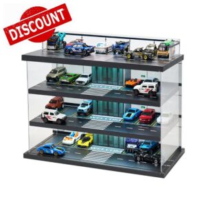 Display Case for Hot Wheels Garage & Matchbox Cars with LED Light