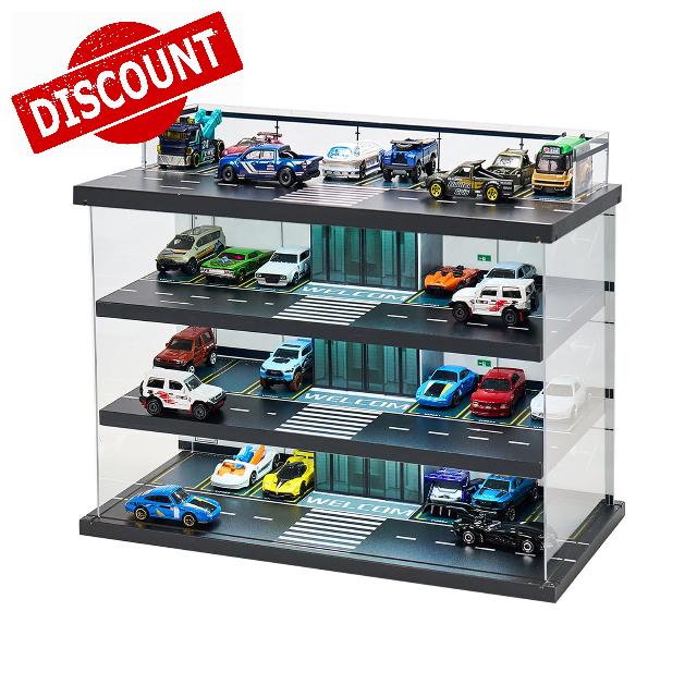 Display Case for Hot Wheels Garage & Matchbox Cars with LED Light