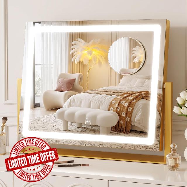 16"x12"Vanity Mirror with Lights| LED Makeup Mirror 3 Color Dimmable | LED Vanity Mirror