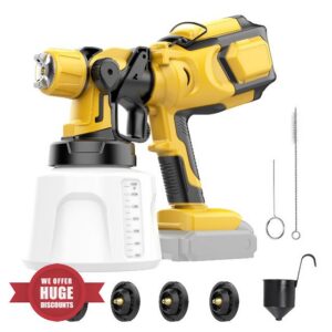 Cordless Paint Sprayer Compatible with Dewalt 20V Battery(No Battery) | Electric Spray Paint Gun with 1.4L
