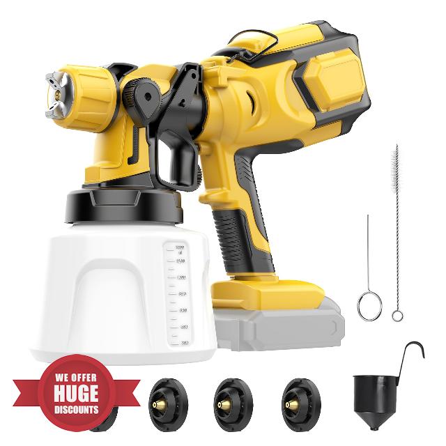 Cordless Paint Sprayer Compatible with Dewalt 20V Battery(No Battery) | Electric Spray Paint Gun with 1.4L