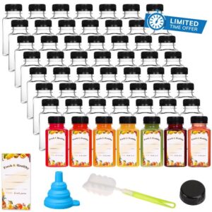 Moretoes 56pcs 8oz Plastic Juice Bottles with Caps