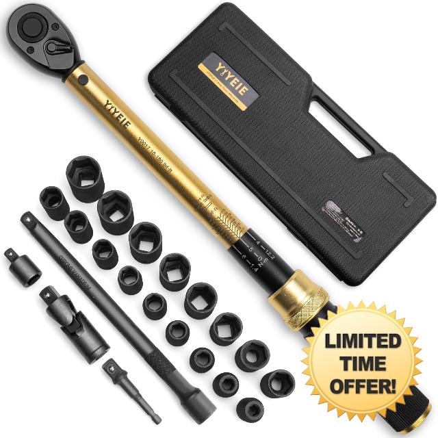YIYEIE 22PCS Torque Wrench Set 1/2" Drive