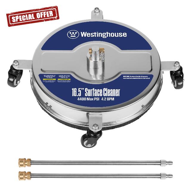 Westinghouse Universal 16.5” Pressure Washer Surface Cleaner Attachment - Stainless Steel - 4400 Max PSI
