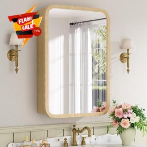 20x28 Inch Wood Medicine Cabinet with Mirror