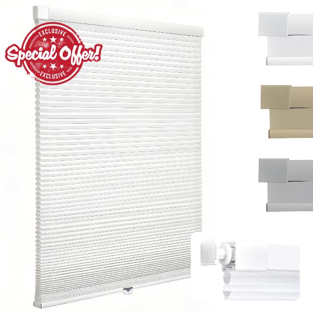 No Drill Cellular Shades Light Filtering Honeycomb Blinds 29W×36H White | Thermal Insulated & Noise Reducing Blinds for Indoor Window Cordless Cellular Shades for Bedroom