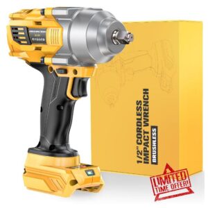 NATBEESY Impact Wrench Compatible with DeWalt 20V Battery: 1/2 Inch Hog Ring Impact Driver - 1000N.m(750ft-lbs) Cordless Impact Gun - Brushless Motor with LED Light And Blet Clip - Tool Only