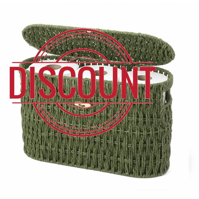 Kathfly Sage Green Wicker Toilet Paper Holder Basket with Lid and Built-in Handles Wicker Toilet Paper Storage Bathroom Basket Holds up to 6 Mega Rolls Woven Organizer for Home Bathroom Kitche