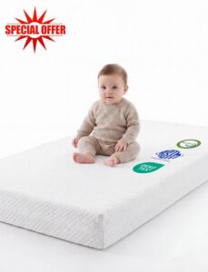 Babelio Dual-Sided Crib Mattress Memory Foam Waterproof Toddler Mattress | Removable Machine Washable Cover