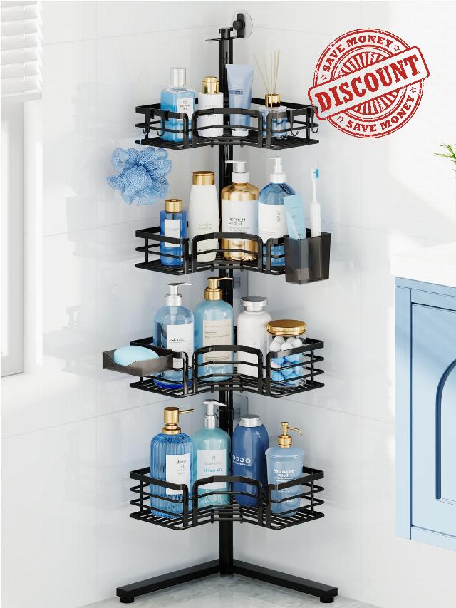 HapiRm Corner Shower Caddy Stand - 4-Tier Adjustable Shower Shelves