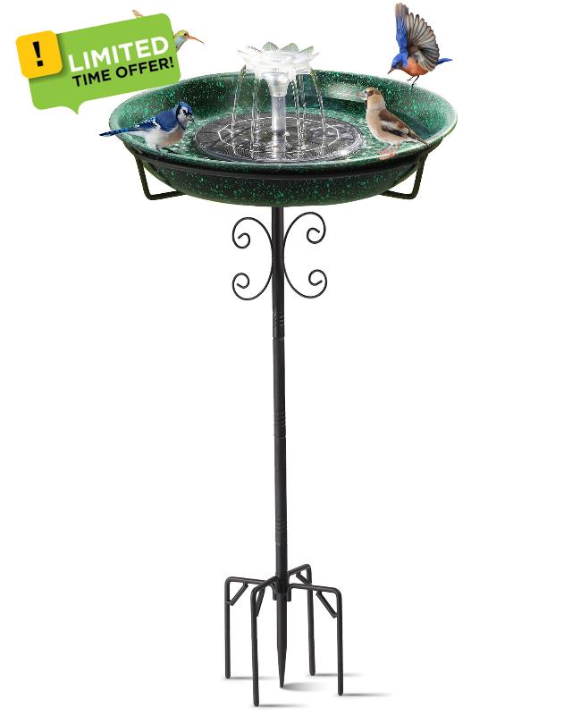 Solar Powered Bird Bath with Fountains for Hummingbirds
