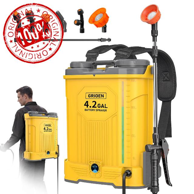 Battery Powered Backpack Sprayer Compatible with DeWalt 20V MAX Battery -100 PSI Electric Weed Sprayer 4.2 Gallon