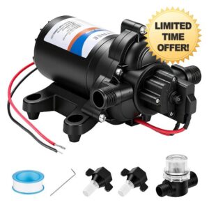 YOUNGTREE 12V RV Fresh Water Pressure Pump 3.5 GPM 45PSI On Demand 12Volt Water Diaphragm Pump with Pressure Switch for RV Boat Marine Sprayer Camper Showe