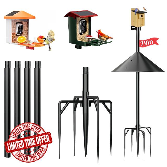 NSYOOMH Dia 1 Inch Bird Feeder Pole with 19" Proof Squirrel Baffle