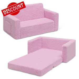 Delta Children Cozee Flip-Out Sherpa 2-in-1 Convertible Sofa to Lounger for Kids