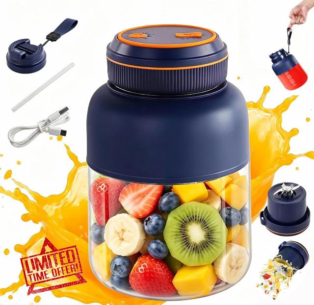 800ml Portable Wireless Juicer Cup with Double Lid