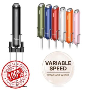 InstaWhisk Upgraded Milk Frother with Variable Speed - Rechargeable Handheld Coffee Frother Wand with Detachable Whisks