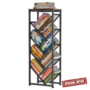 Cutogxon Tree Bookshelf - 9 Tier Visual Metal Floor Standing Book Shelf with Wooden Top for Living Room Bedroom Black