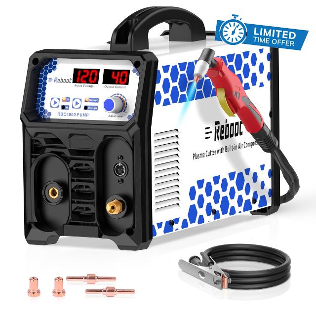 Reboot Plasma Cutter With Built In Air Compressor 40A 120V IGBT Inverter Digital Cutting Machine
