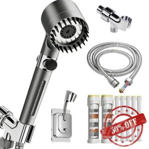High Pressure Filtered Shower Head - Ion Shower head with Handheld for Hard Water | 4 Spray Modes Showerhead Combo with 12 Replacement Filters