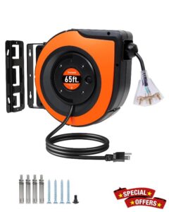 65FT Retractable Extension Cord Reel