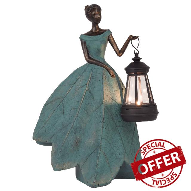 Guichifun Fairy Statues Solar Outdoor Lights - Resin Garden Figurines Decorations for Patio Yard Lawn Decor Housewarming Gardening Gifts for Women Mom 7.4 x 5.3 x 12 Inch