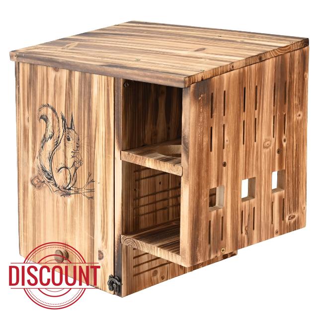 Widened Large Squirrel House Outdoor – Carbonized Pine Nesting Box with Porch & Platform