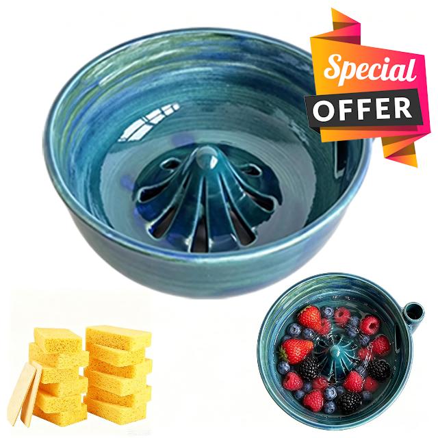 Self Rinsing Berry Washing Ceramic Bowl