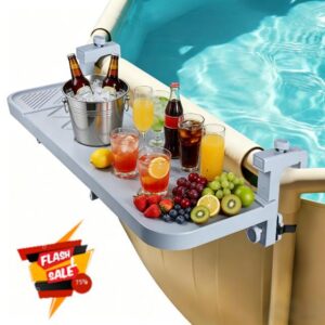 winemana Pool Bar for Above Ground Pool Swim Up Bar 38.4" x12" Adjustable Poolside Table Foldable Swimming Pool Shelf Fits Round Oval Rectangle Pools Clip-On Drink Table for Deck Patio