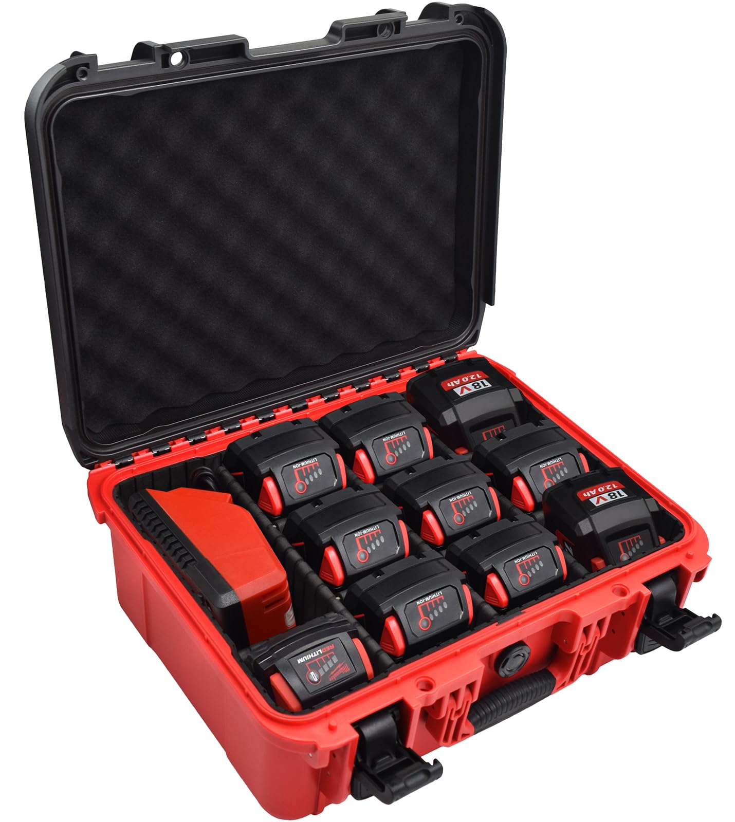 Case for Milwaukee Battery - Extra Large Hard Storage Box with Adjustable Dividers for Milwaukee M18 M12 Battery & Charger