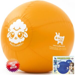Race&Herd 18" Original Herding Ball for Dogs — Balls for Dog Toys (Gold) | Small Herding Ball for Mini Australian Shepherd