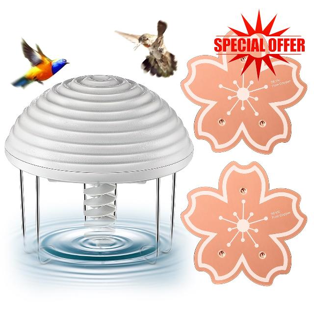 Bird Bath Water Agitator with 2 Flower 99.99% Pure Copper Disk