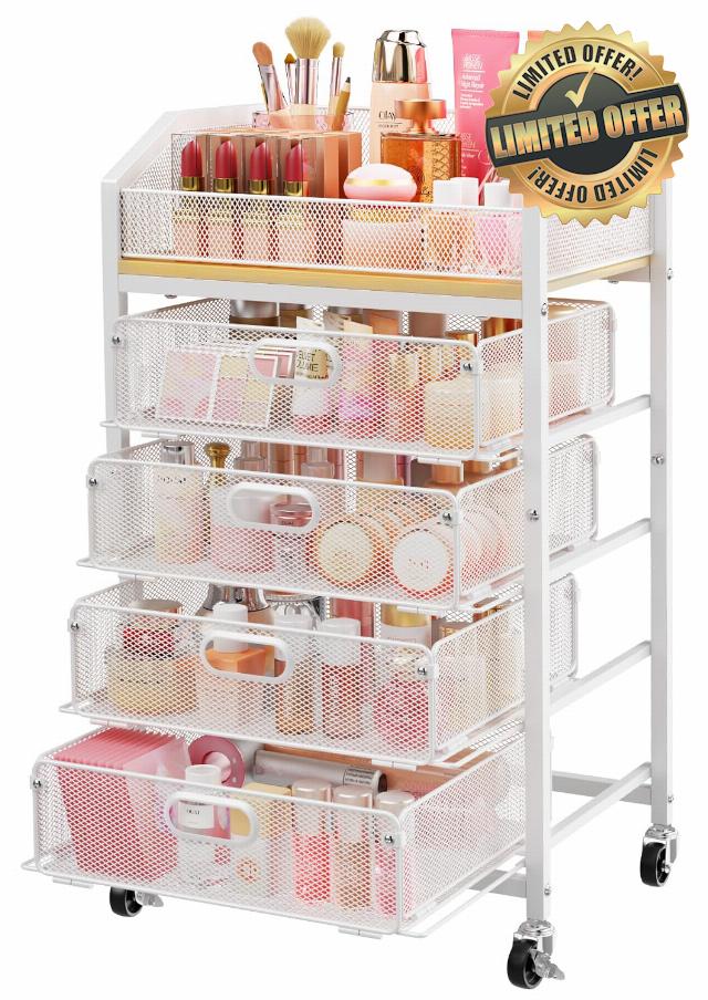 SUNALLY Makeup Organizer Cart with 4 Drawers