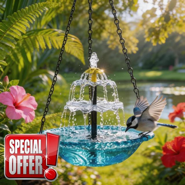 2026 New Solar Cascade Hanging Bird Bath Fountain – Outdoor Bowl Bird Bath with Solar Pump