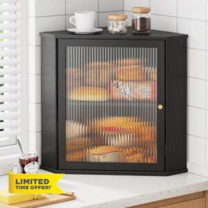 Kitsure Large Bread Box - 2-Tier Corner Bread Box for Kitchen Countertop with Magnetic Acrylic Door