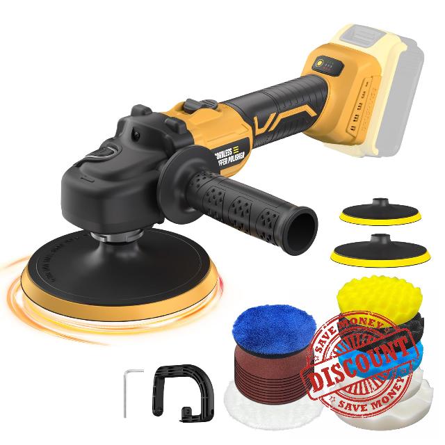 Rotary Buffer Polisher Kit 7 Inch/6 Inch for Dewalt 20V Battery (Tool Only) | 6 VARIABLE SPEED