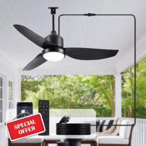 BZX Waterproof Outdoor Ceiling-Fan with Light - 42" Modern Ceiling Fans with 3 Colors LED Light