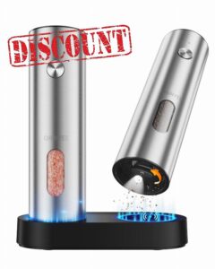 Electric Salt and Pepper Grinder Set with Rechargeable Base - Upgraded Large Capacity