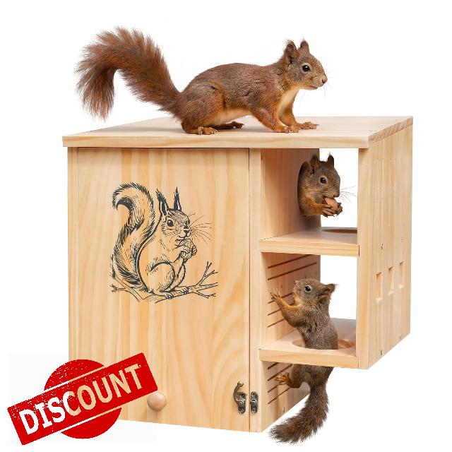 Extra Large Squirrel House for Outside with Predator Guard & Easy-Clean Front Door