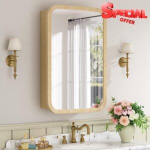 16x24 Inch Wood Medicine Cabinet with Mirror