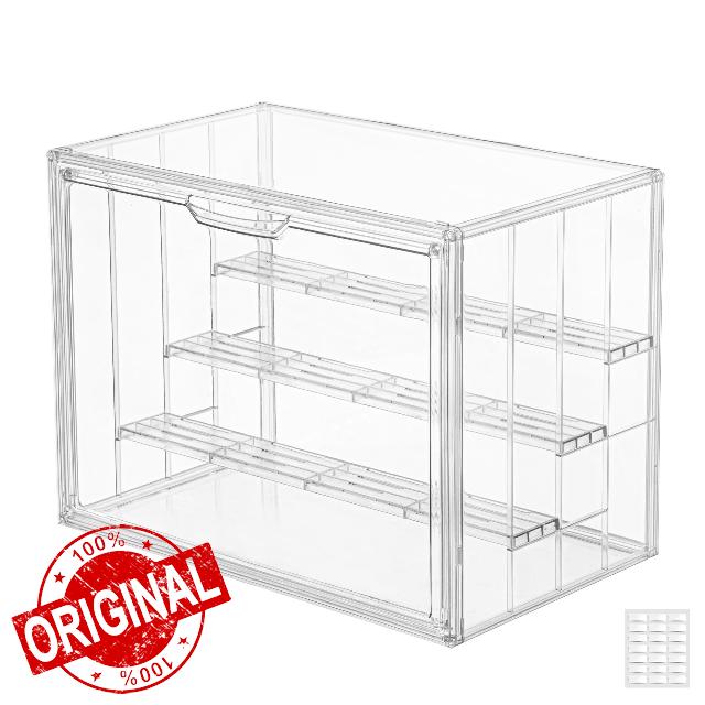Clear Acrylic Display Case Upgrade 4 Tier Figure Display Cases with 3 Movable Dividers