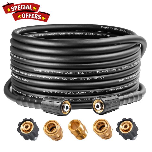 YAMATIC 3600PSI Pressure Washer Hose For Power Washer 25FT X 1/4"