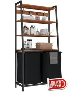 Furnulem 4 Tiers Laundry Hamper with Shelf and Hooks