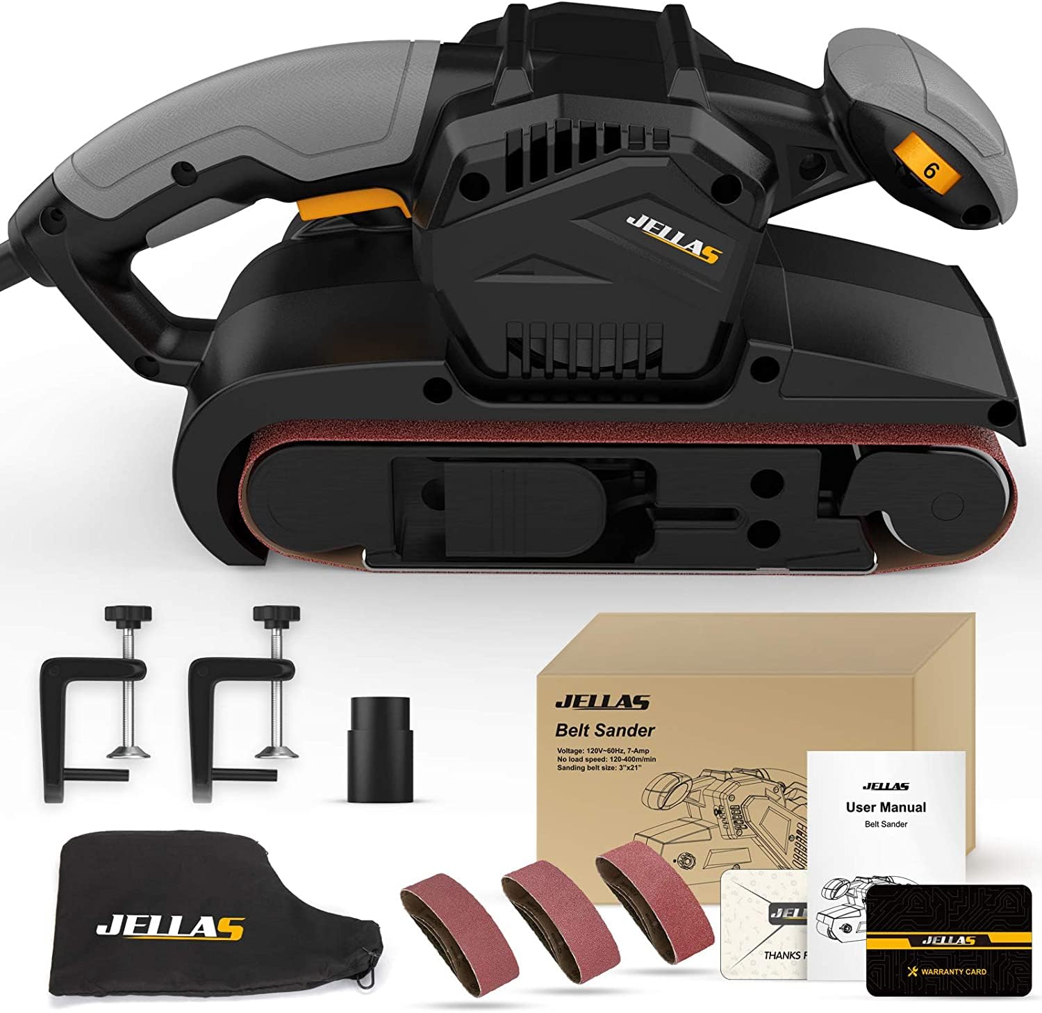 Jellas 7Amp Belt Sander 3 21-Inch with Dust Bag