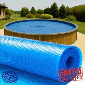 SunHeater 24-Foot Round Solar Pool Cover - Blue Bubble Thermal Blanket for Above-Ground Pools