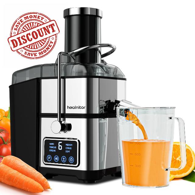 Healnitor 1200W 6-Speed Touch LCD Screen Centrifugal Juicer with 3.2'' Big Wide Chute