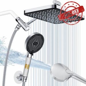 12 Inch Wide Rain Shower Head with Filtered Handheld Combo