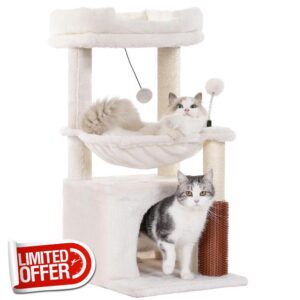 Cat Tree 32 Inches Small Cat Tree for Large Cats Adult Cat Tower with Scratching Post