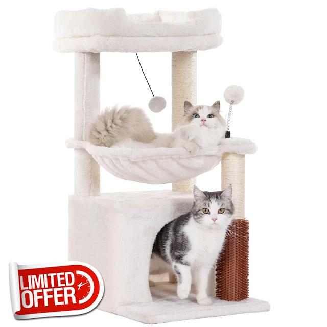 Cat Tree 32 Inches Small Cat Tree for Large Cats Adult Cat Tower with Scratching Post